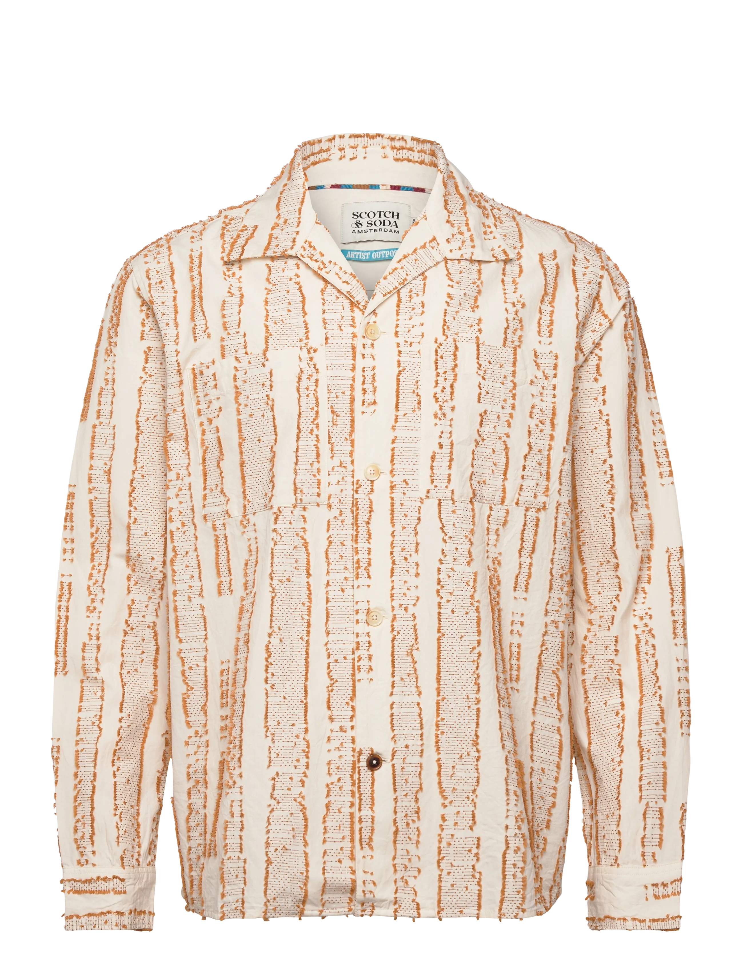 SCOTCH & SODA Jacquard Structure Boxyfit Shirt Cream - L - Herren