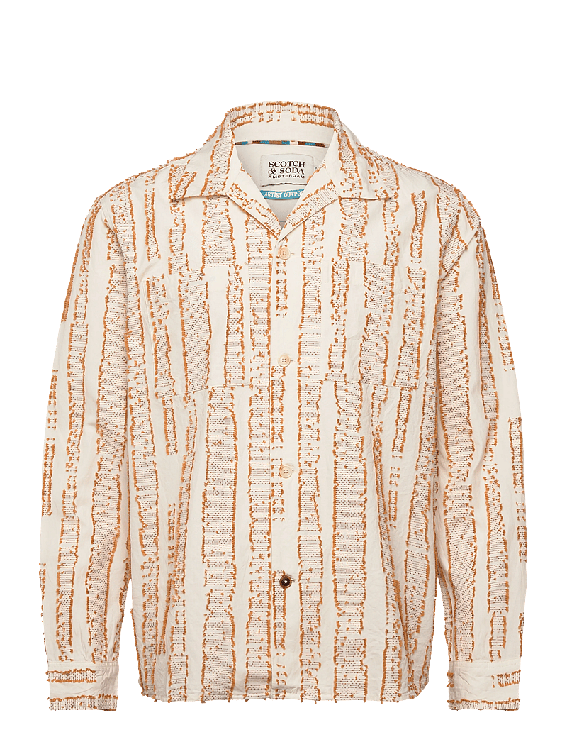 Scotch & Soda - Jacquard Structure Boxyfit Shirt - mønstrede skjorter - eggnog - 0