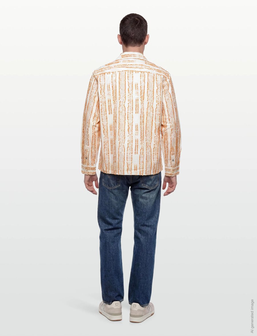 Scotch & Soda - Jacquard Structure Boxyfit Shirt - pattern shirts - eggnog - 4