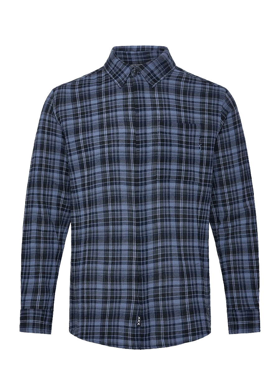 Scotch & Soda - Lightweight Flannel Check Relaxedfit Shirt - ternede skjorter - pageant blue check - 1