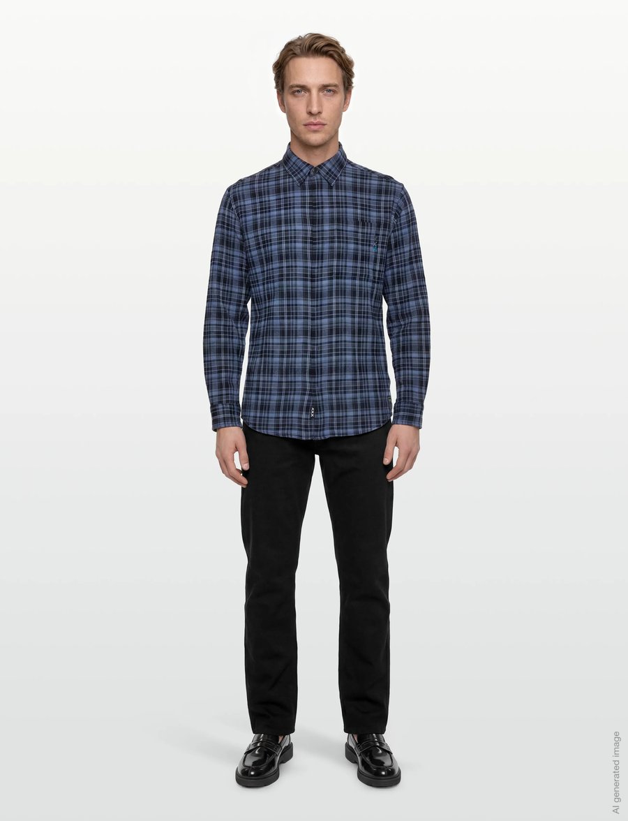 Scotch & Soda - Lightweight Flannel Check Relaxedfit Shirt - ternede skjorter - pageant blue check - 0