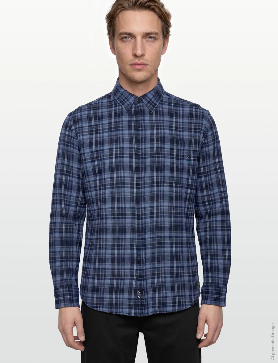 Scotch & Soda - Lightweight Flannel Check Relaxedfit Shirt - ternede skjorter - pageant blue check - 3