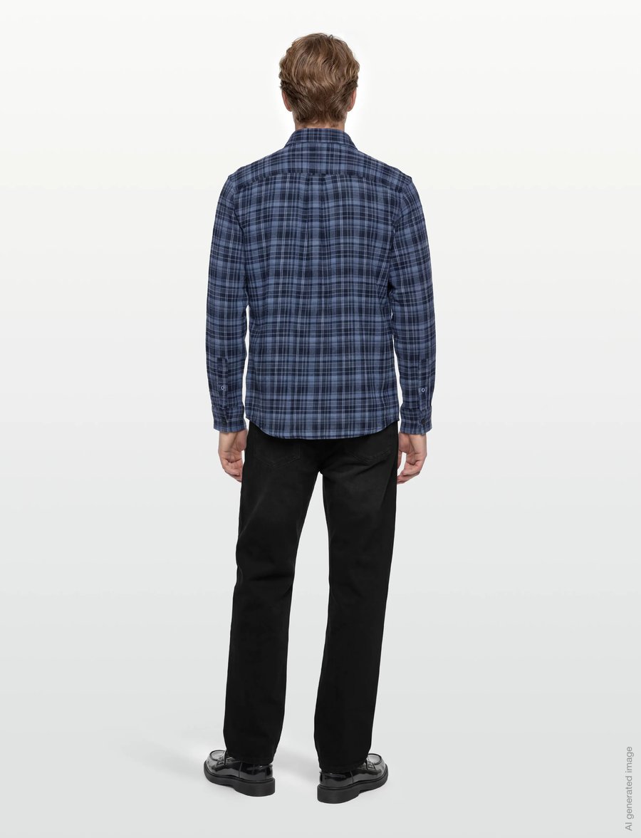 Scotch & Soda - Lightweight Flannel Check Relaxedfit Shirt - ternede skjorter - pageant blue check - 4