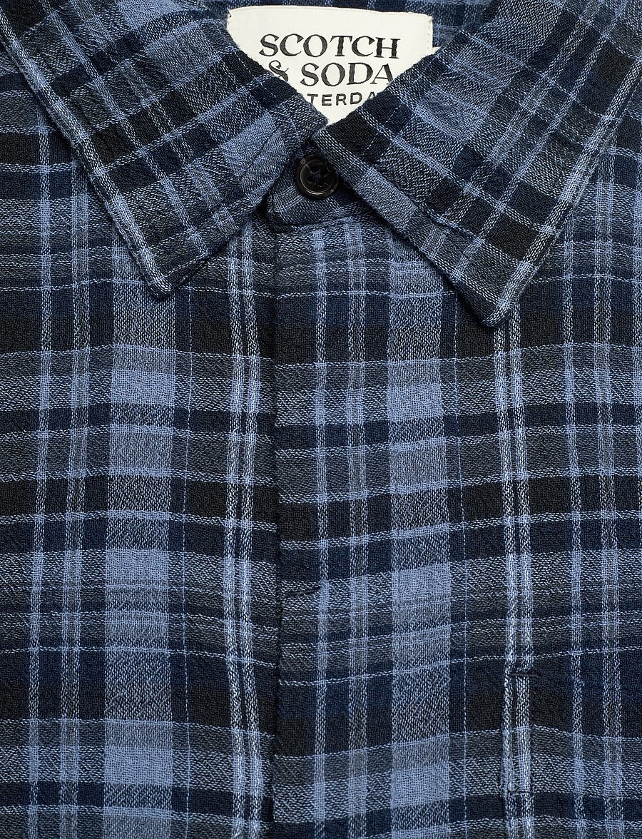 Scotch & Soda - Lightweight Flannel Check Relaxedfit Shirt - ternede skjorter - pageant blue check - 5