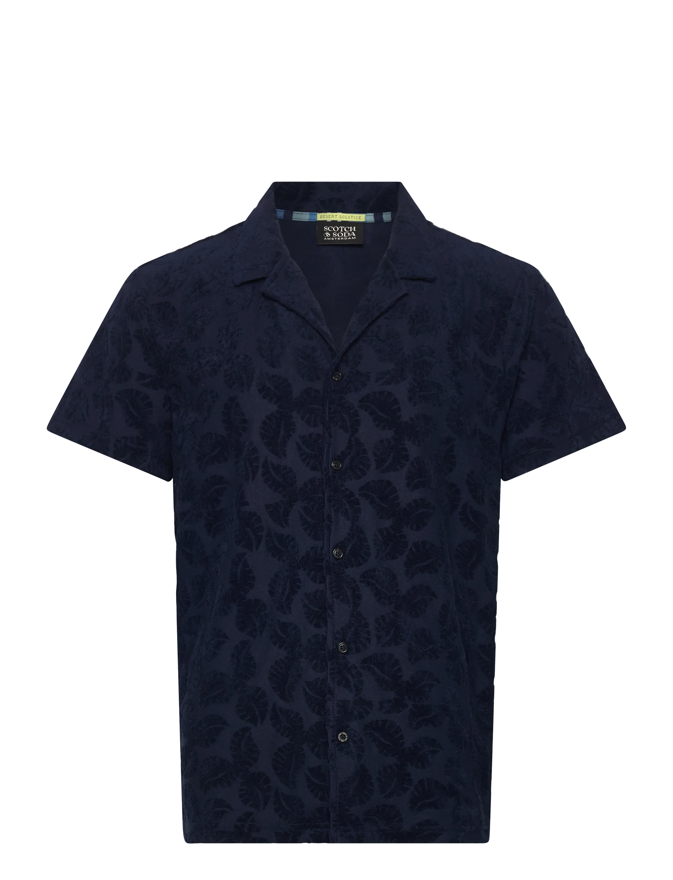 Scotch & Soda Terry Jacquard Regularfit Shortsleeved Shirt - Kortærmede skjorter - PAGEANT BLUE / navy