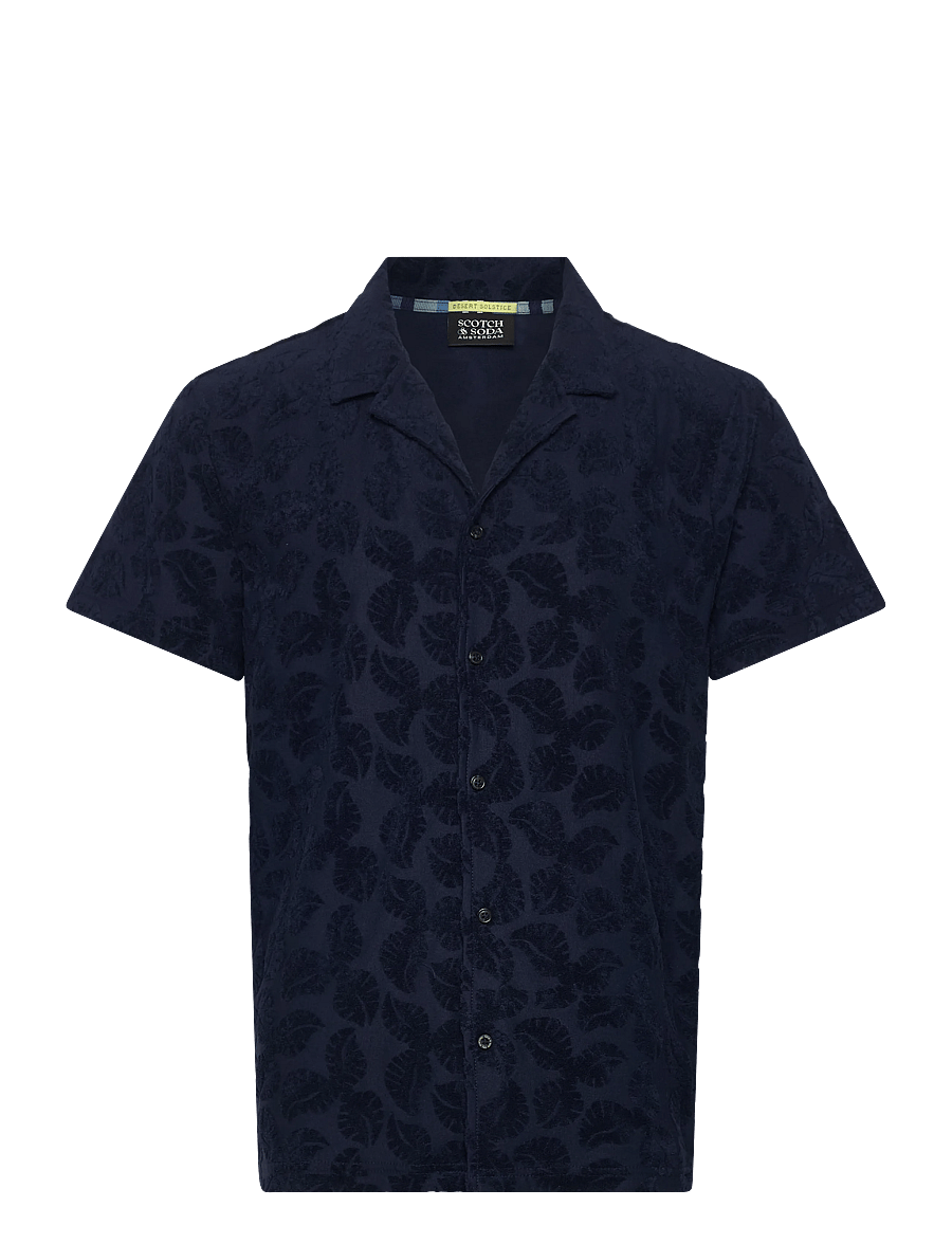Scotch & Soda - Terry Jacquard Regularfit Shortsleeved Shirt - gemusterte hemden - pageant blue - 0