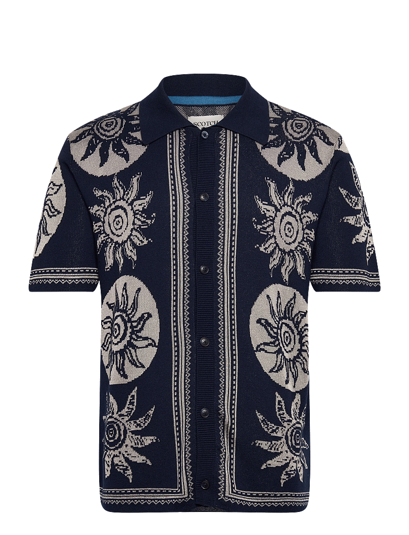 Scotch & Soda - Knitted Jaquard Short Sleeve Shirt - kortærmede poloer - suns dress blues - 0