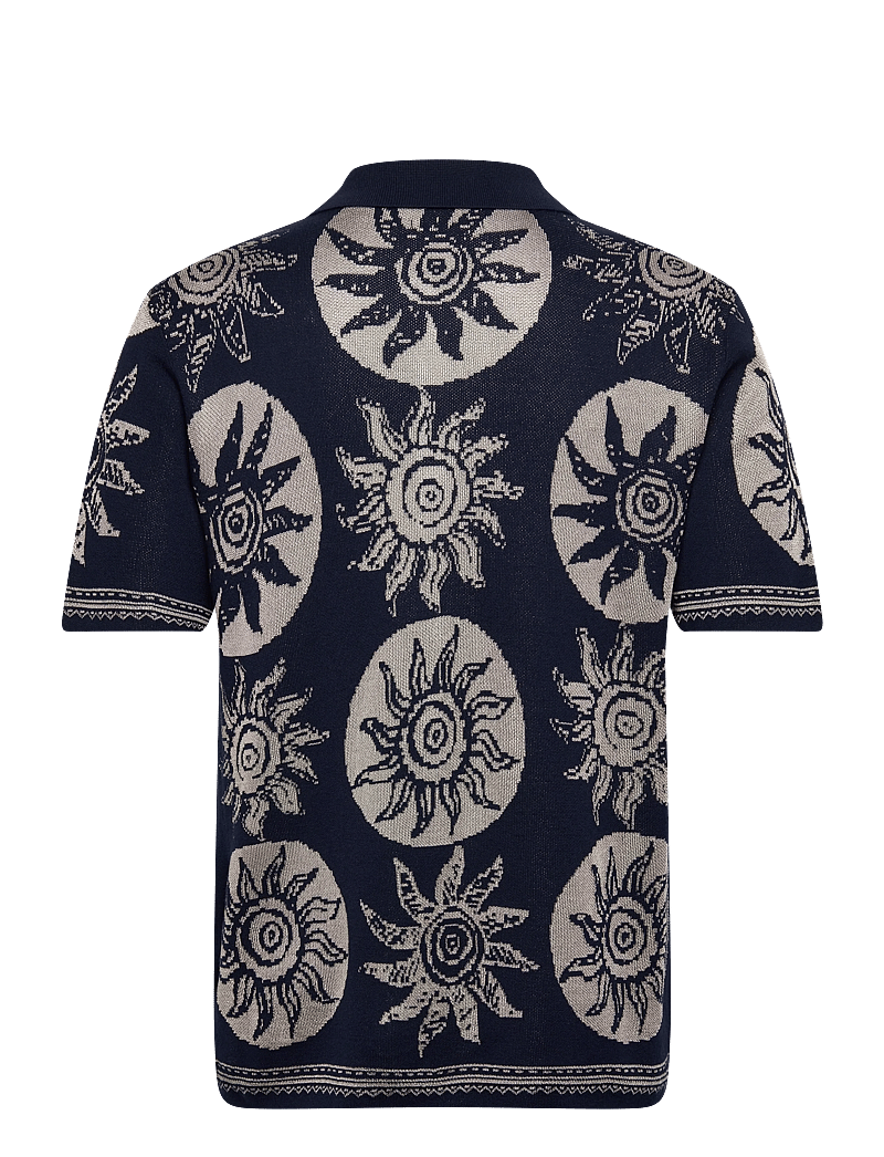 Scotch & Soda - Knitted Jaquard Short Sleeve Shirt - kortærmede poloer - suns dress blues - 1