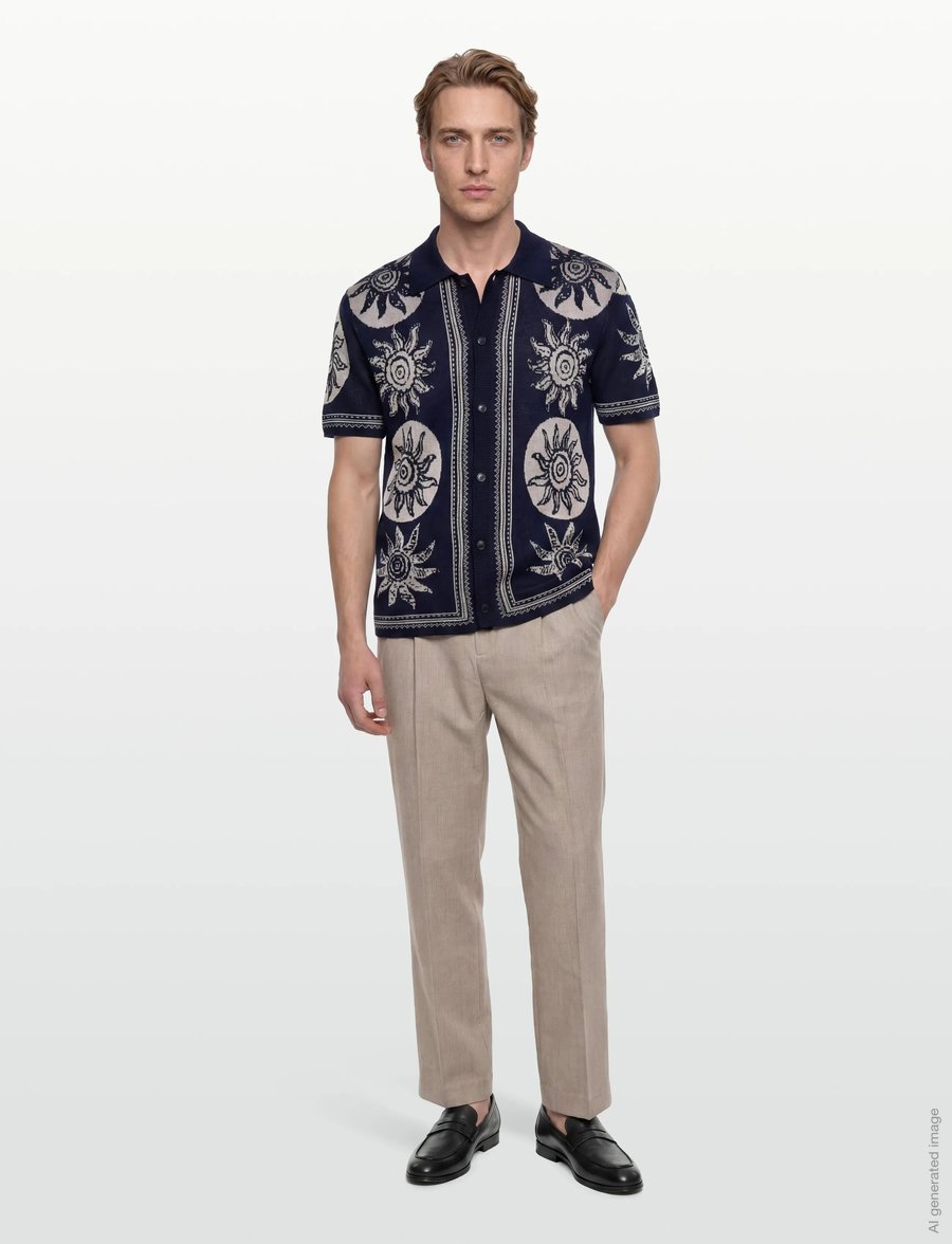 Scotch & Soda - Knitted Jaquard Short Sleeve Shirt - kortærmede poloer - suns dress blues - 0