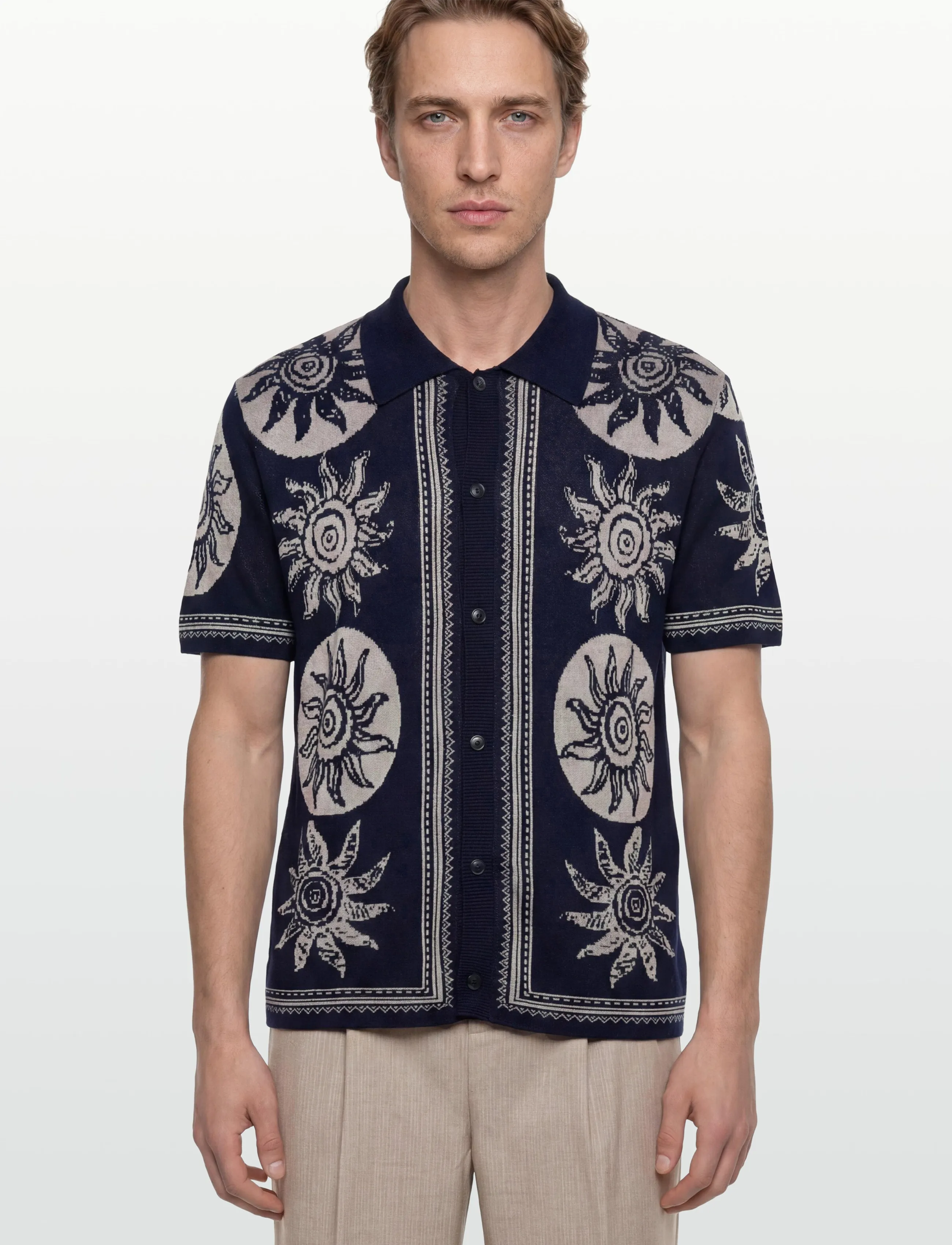 Scotch & Soda - Knitted Jaquard Short Sleeve Shirt - kortærmede poloer - suns dress blues - 3