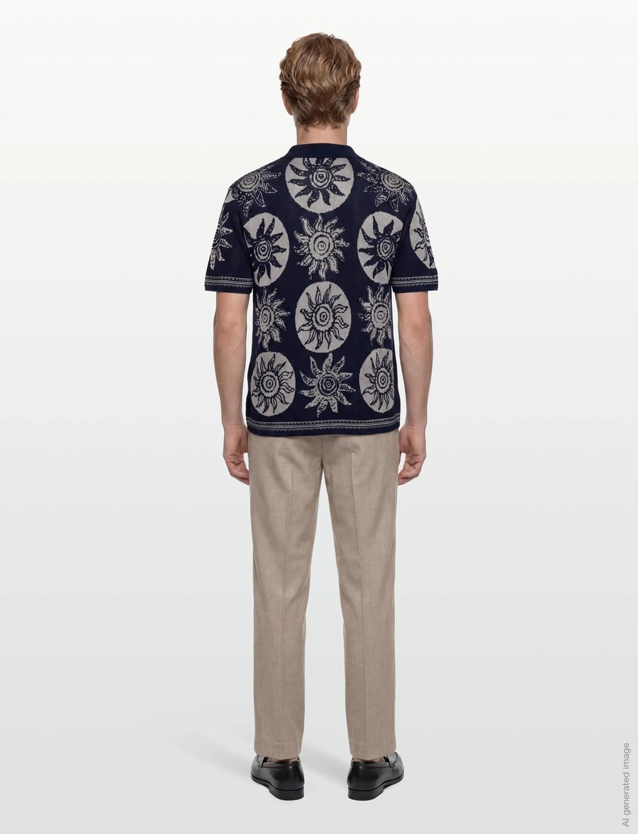 Scotch & Soda - Knitted Jaquard Short Sleeve Shirt - kortærmede poloer - suns dress blues - 4