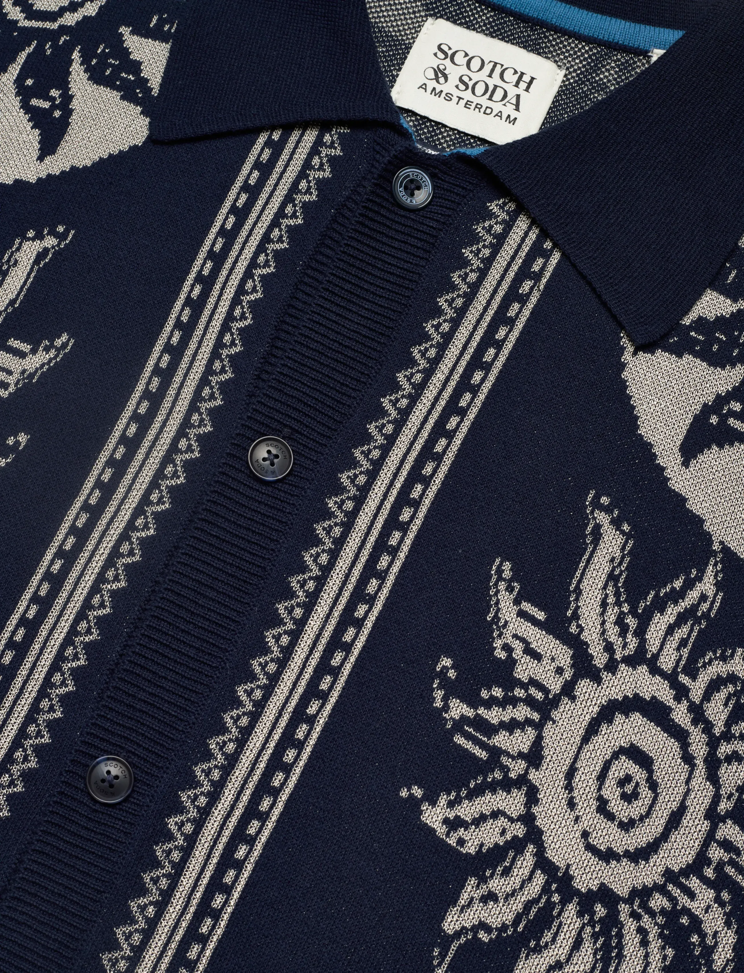 Scotch & Soda - Knitted Jaquard Short Sleeve Shirt - kortærmede poloer - suns dress blues - 5