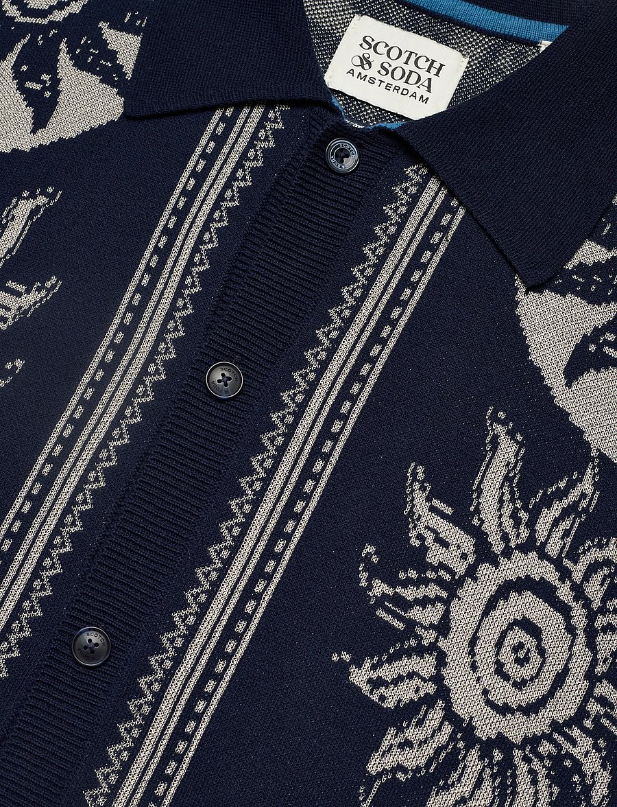 Scotch & Soda - Knitted Jaquard Short Sleeve Shirt - kortærmede poloer - suns dress blues - 5