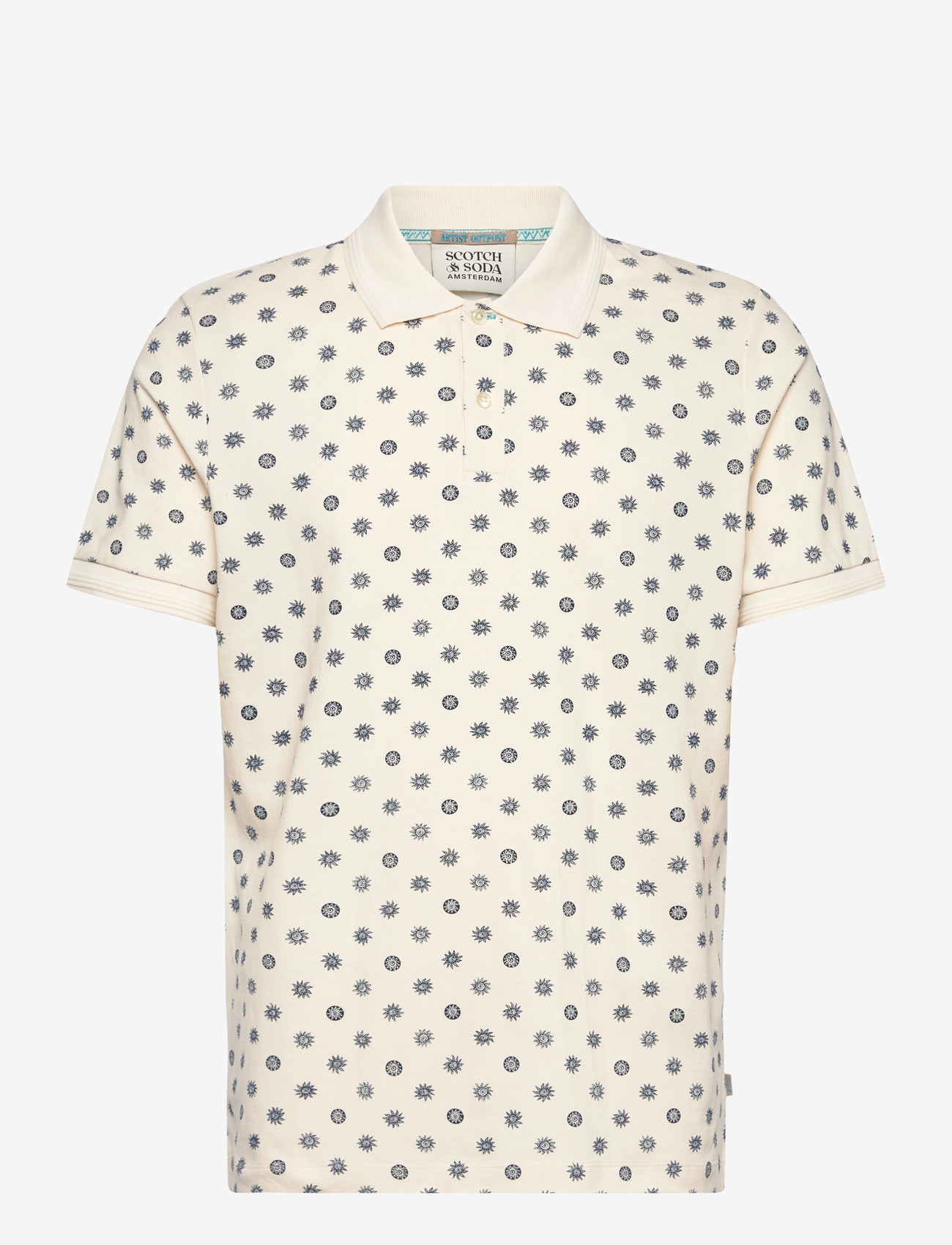 Scotch & Soda - Microprinted Regularfit Polo - kortærmede poloer - foulard eggnog - 1