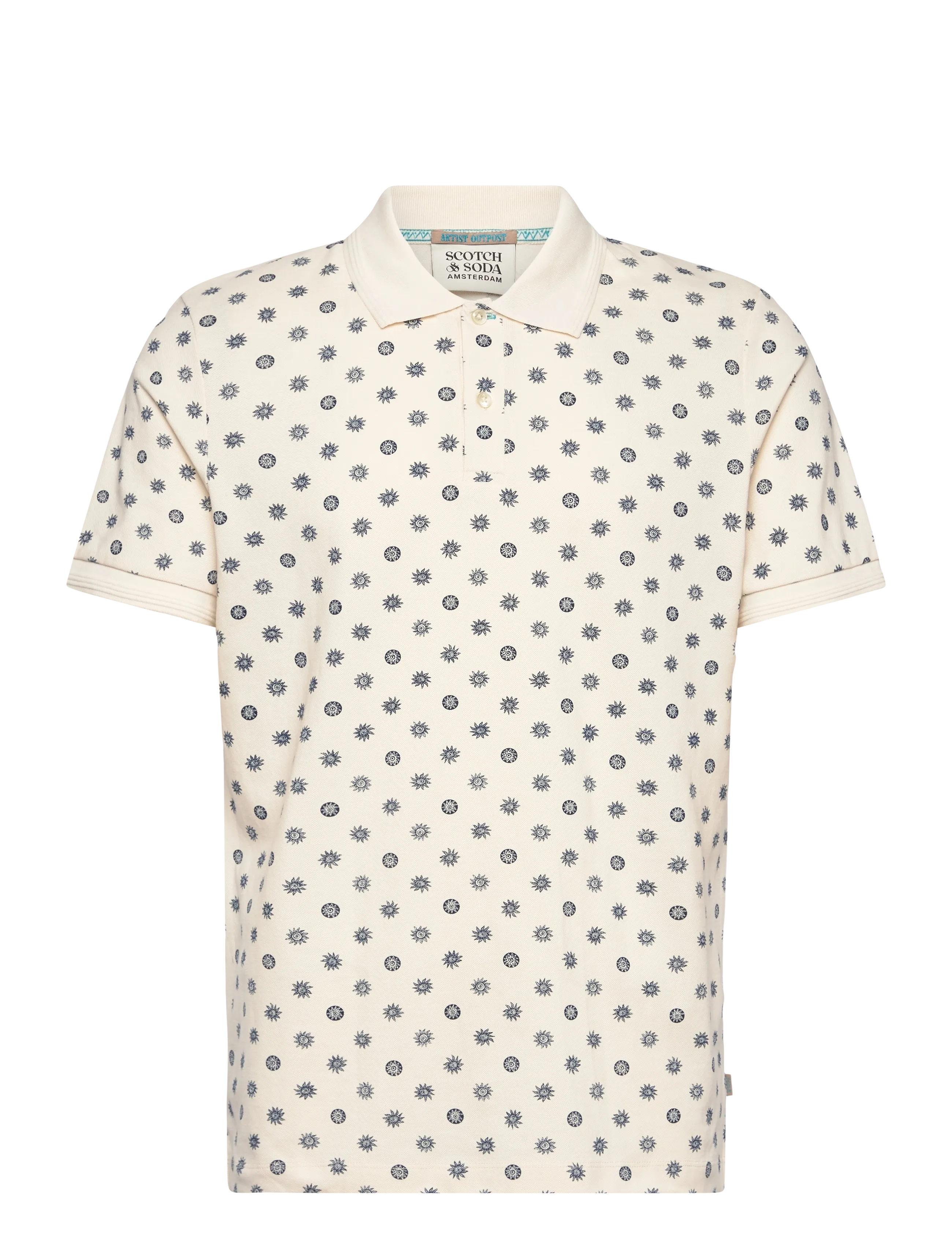 Scotch & Soda Microprinted Regularfit Polo - Scotch & Soda - FOULARD EGGNOG / cream