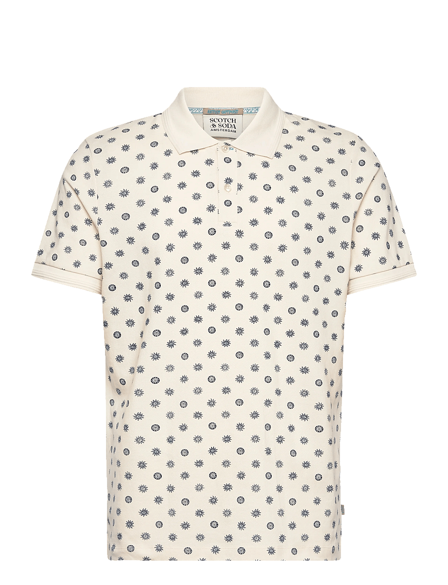Scotch & Soda - Microprinted Regularfit Polo - krótki rękaw - foulard eggnog - 1
