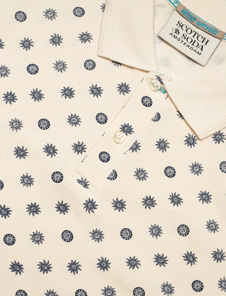 Scotch & Soda - Microprinted Regularfit Polo - krótki rękaw - foulard eggnog - 5