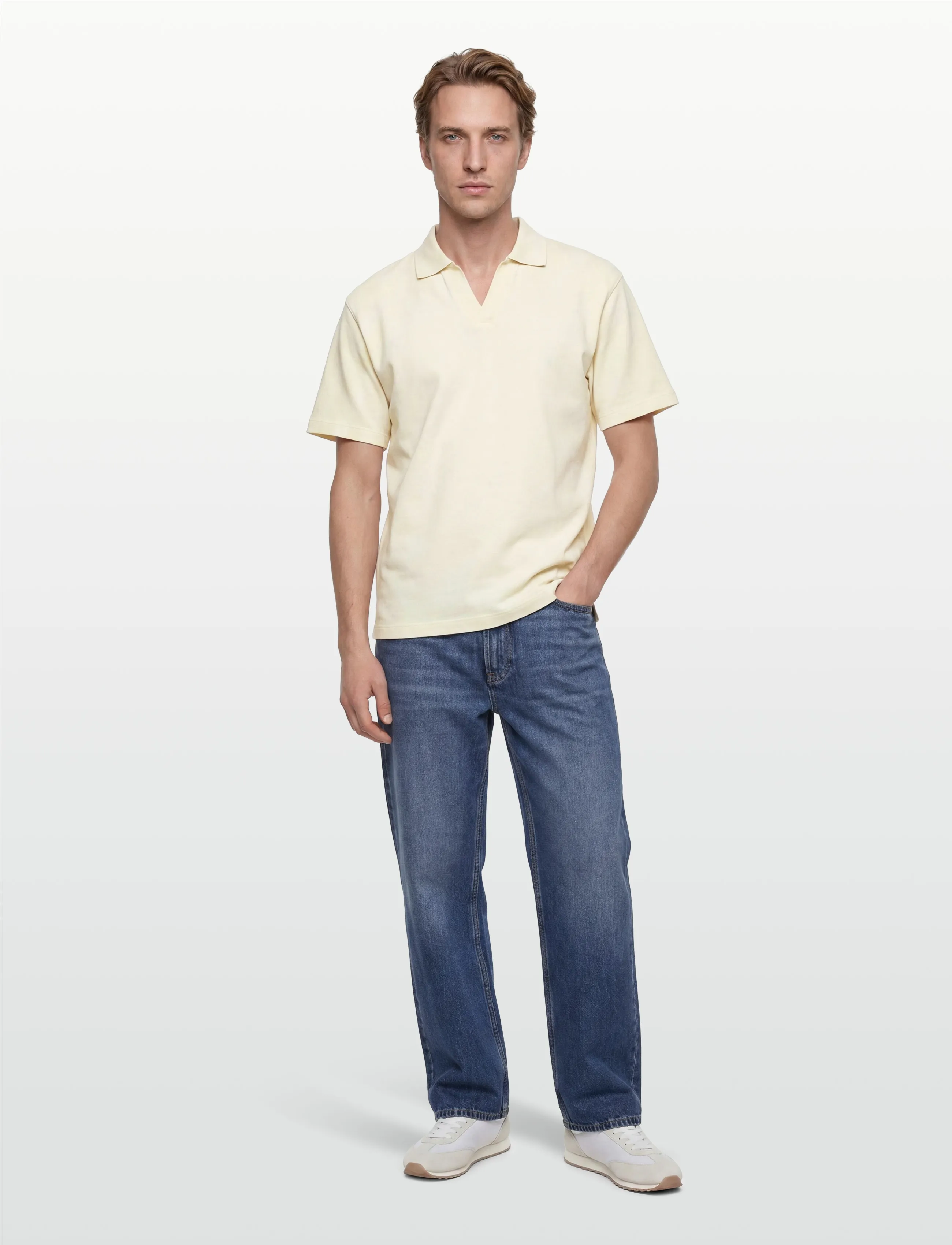 Scotch & Soda 3 Crosses Pique Relaxedfit Garmentdyed Polo, M, Cream, Poloer > Kortærmede, Herre