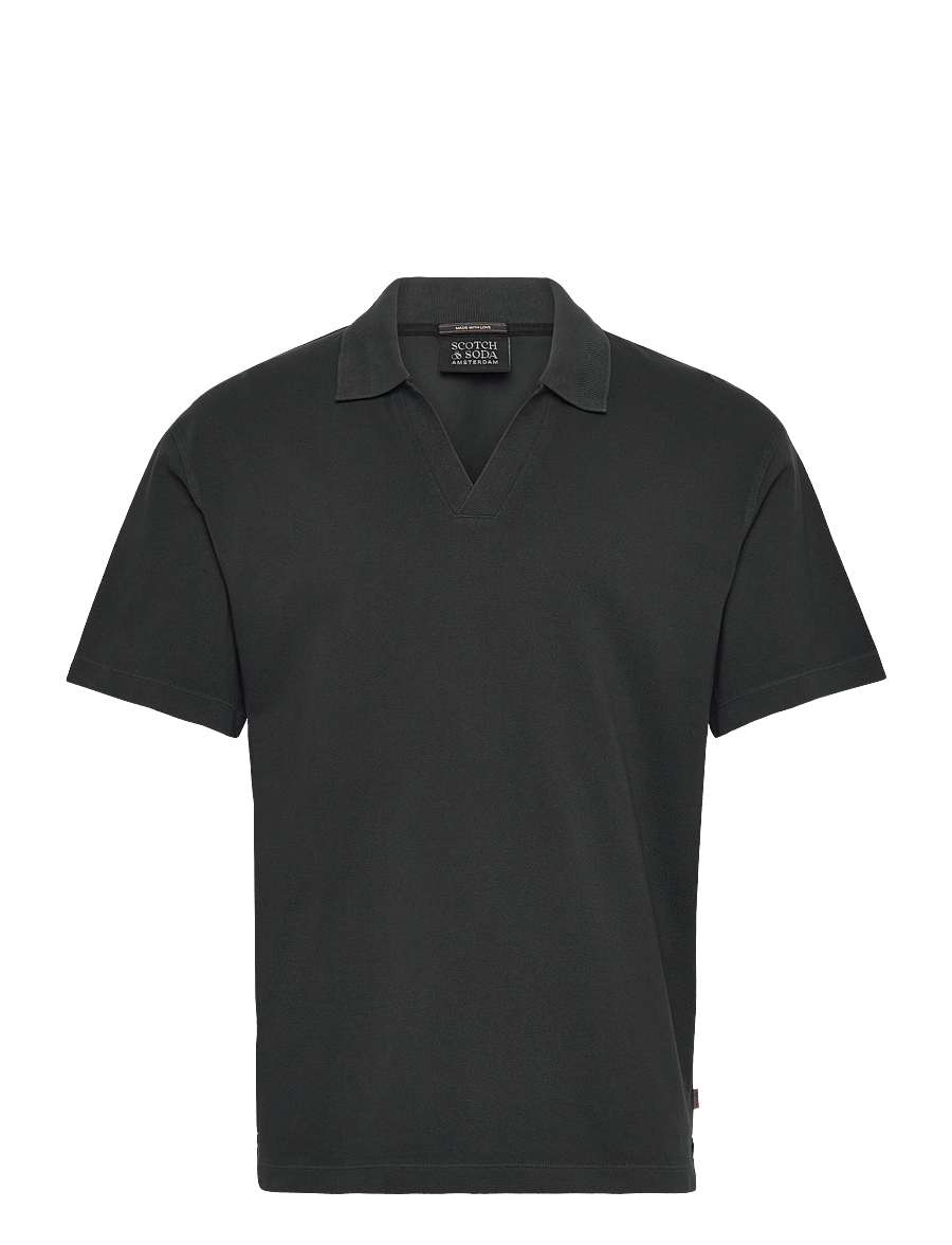 Scotch & Soda - 3 Crosses Pique Relaxedfit Garmentdyed Polo - short-sleeved polos - meteorite - 1