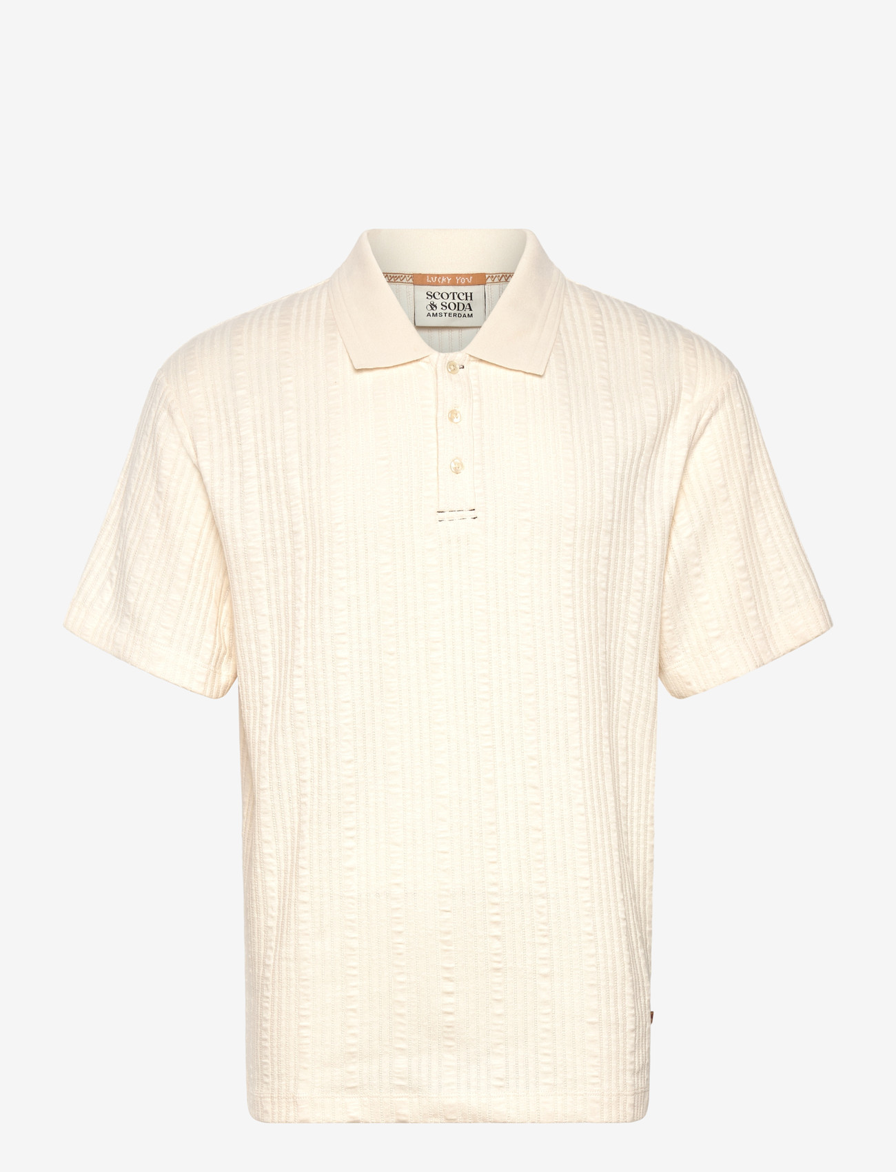 Scotch & Soda - Structured Ribbed Relaxedfit Polo - polostrik - eggnog - 0