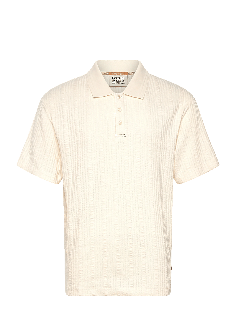 Scotch & Soda - Structured Ribbed Relaxedfit Polo - polostrik - eggnog - 0