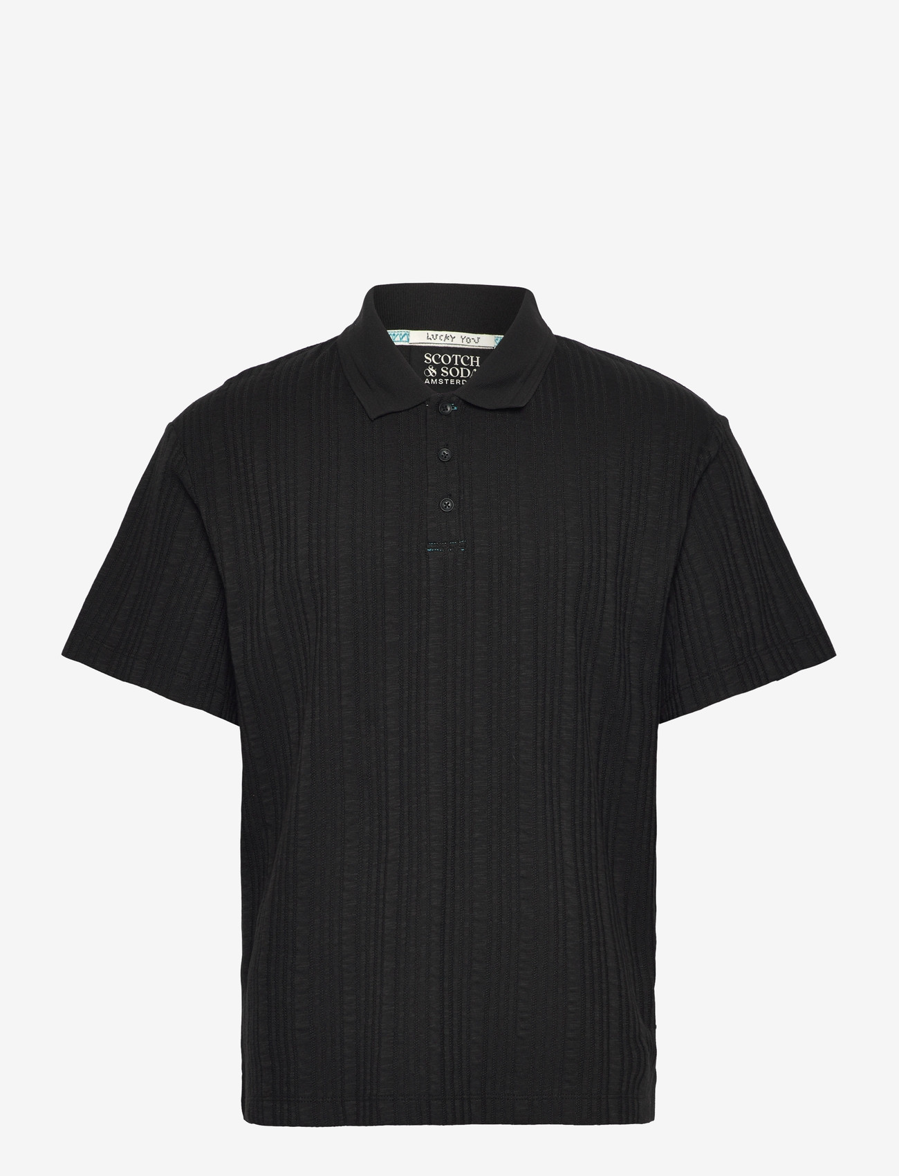 Scotch & Soda - Structured Ribbed Relaxedfit Polo - polostrik - meteorite - 1