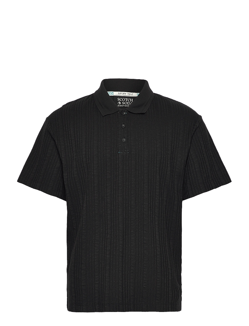 Scotch & Soda - Structured Ribbed Relaxedfit Polo - polostrik - meteorite - 1