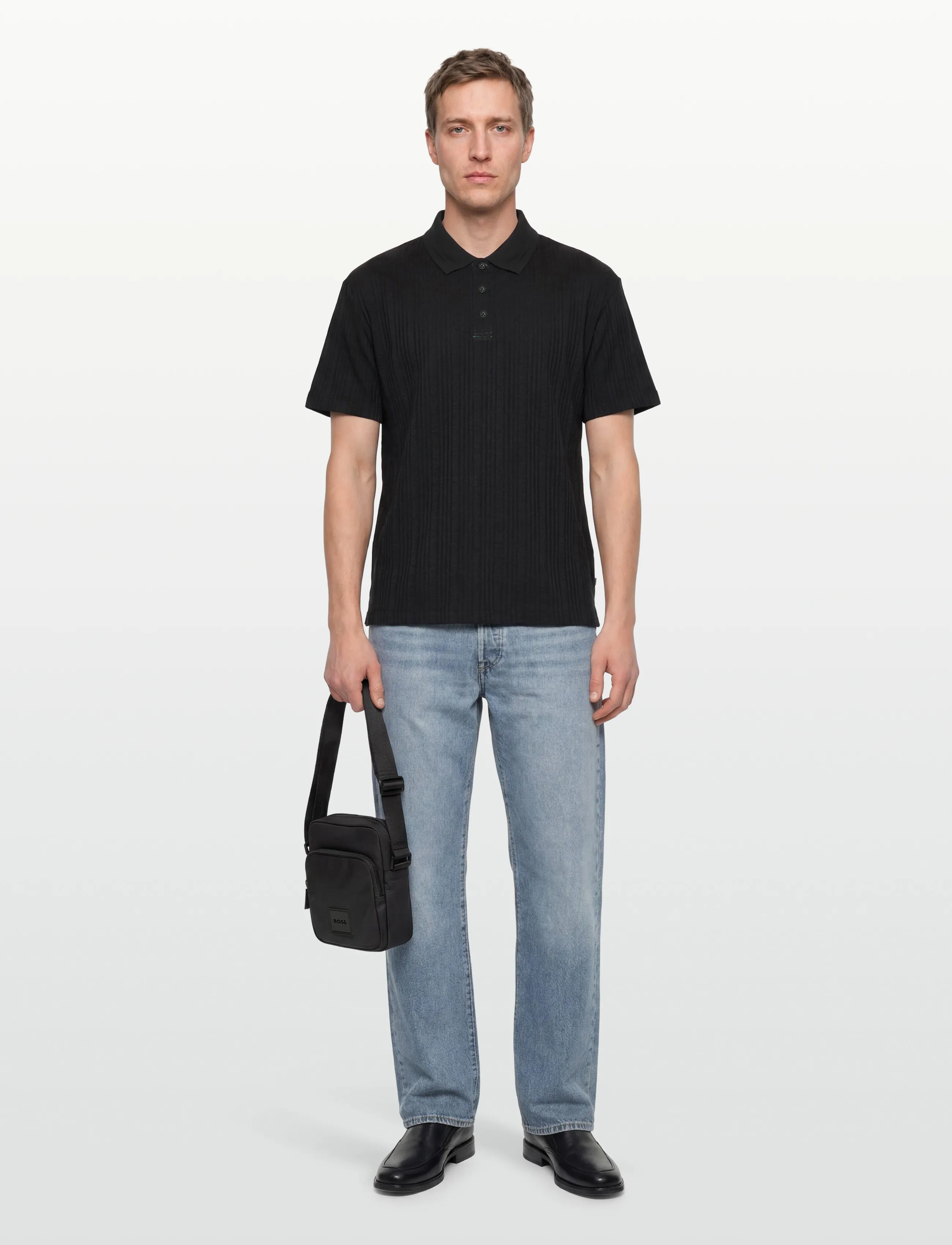 Scotch & Soda Structured Ribbed Relaxedfit Polo, XL, Knitwear, Schwarz - Short Sleeve Knitted Polos, Männerswear
