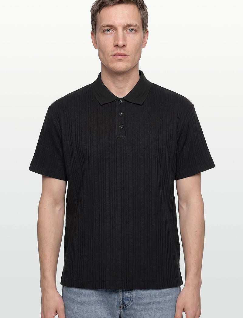 Scotch & Soda - Structured Ribbed Relaxedfit Polo - polostrik - meteorite - 3