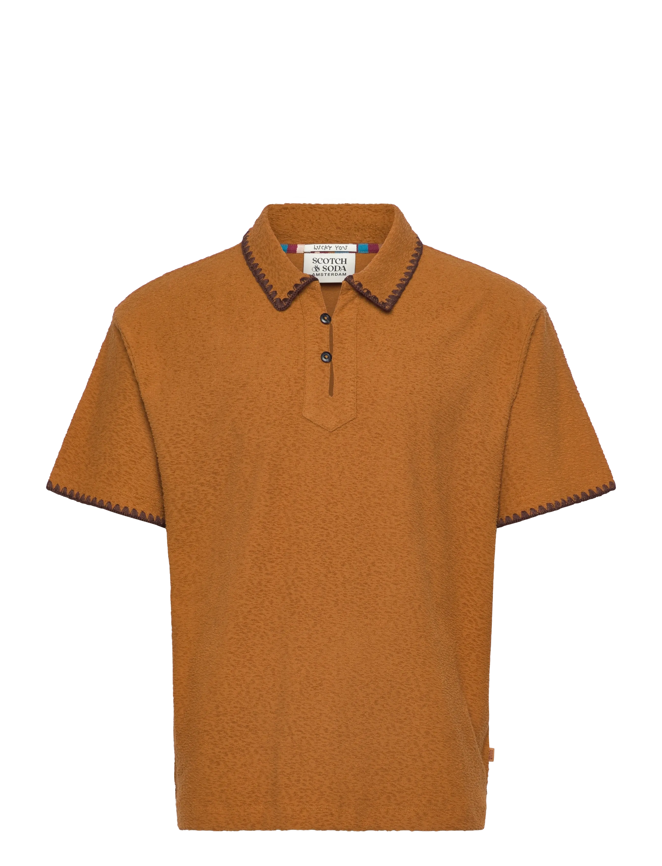 SCOTCH & SODA Relaxedfit Jacquard Towelling Polo Orange - L - Herren