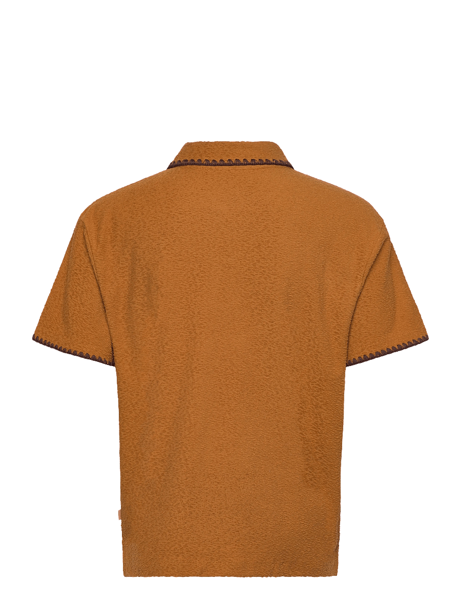 Scotch & Soda - Relaxedfit Jacquard Towelling Polo - short-sleeved polos - cathay spice - 2