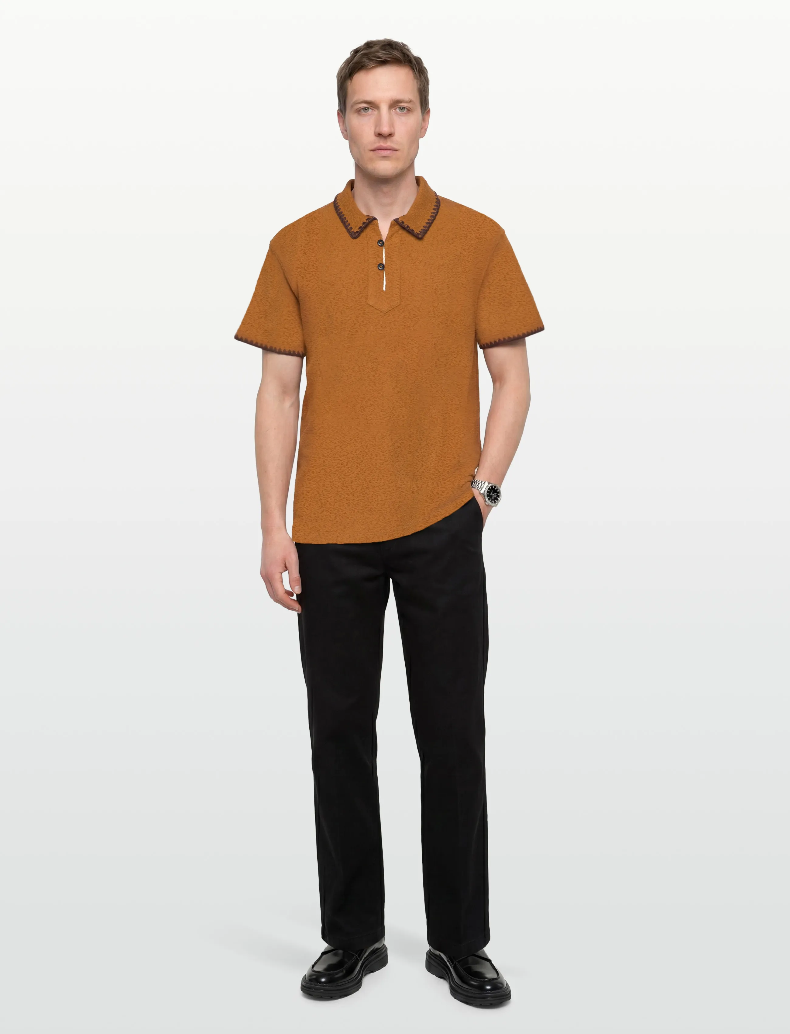 Scotch & Soda Relaxedfit Jacquard Towelling Polo - Scotch & Soda - CATHAY SPICE / orange