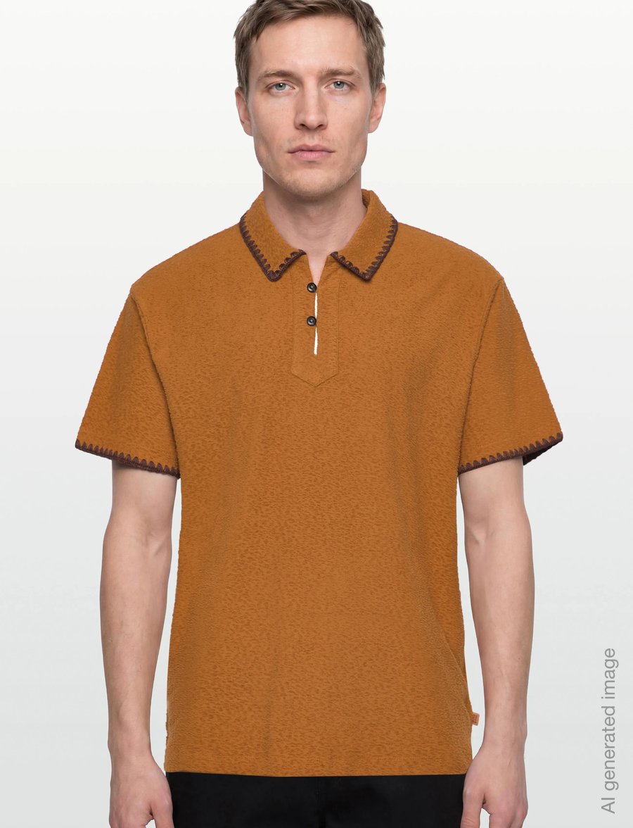 Scotch & Soda - Relaxedfit Jacquard Towelling Polo - short-sleeved polos - cathay spice - 3