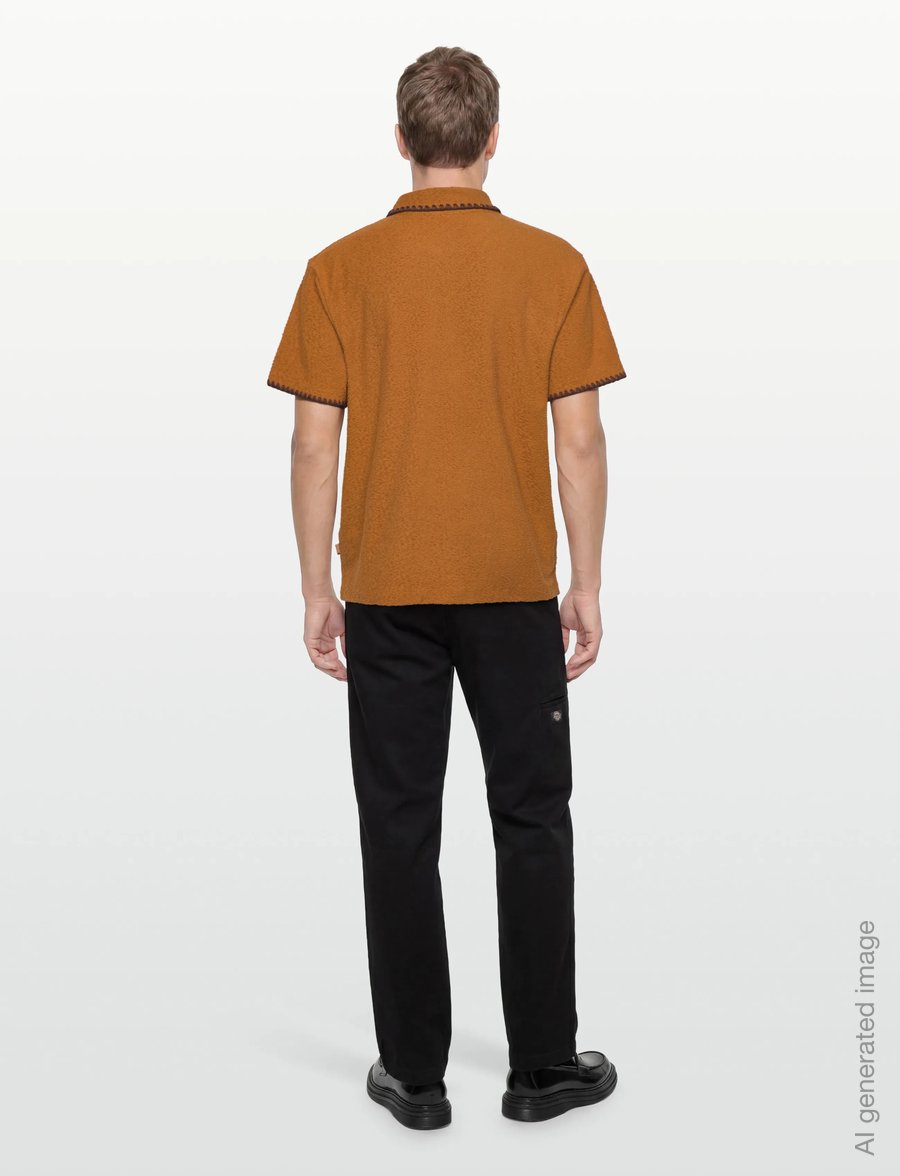 Scotch & Soda - Relaxedfit Jacquard Towelling Polo - short-sleeved polos - cathay spice - 4