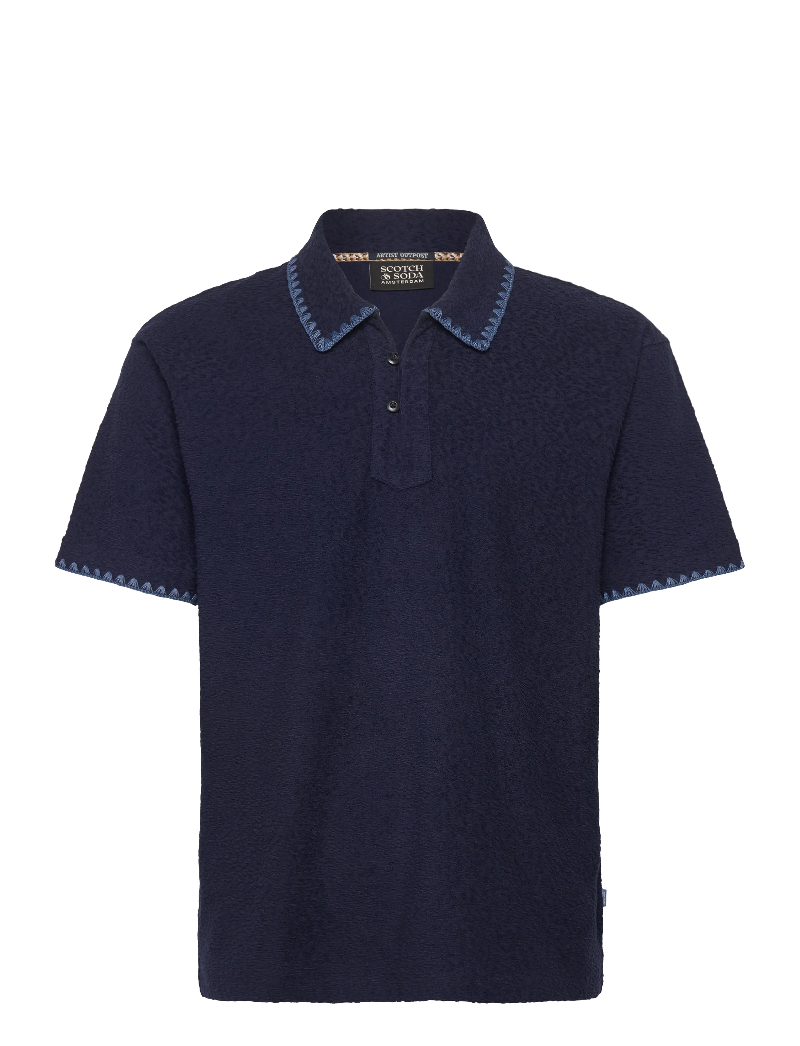Scotch & Soda Relaxedfit Jacquard Towelling Polo - Scotch & Soda Men - PAGEANT BLUE / navy