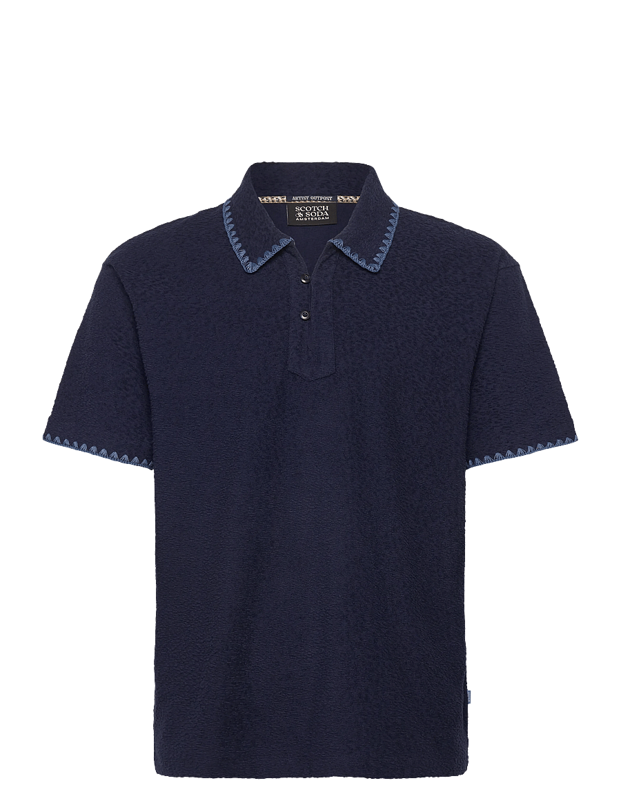 Scotch & Soda - Relaxedfit Jacquard Towelling Polo - kurzärmelig - pageant blue - 1
