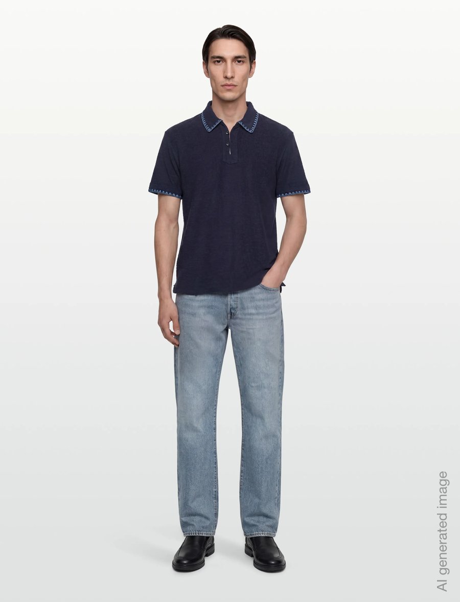 Scotch & Soda - Relaxedfit Jacquard Towelling Polo - kurzärmelig - pageant blue - 0