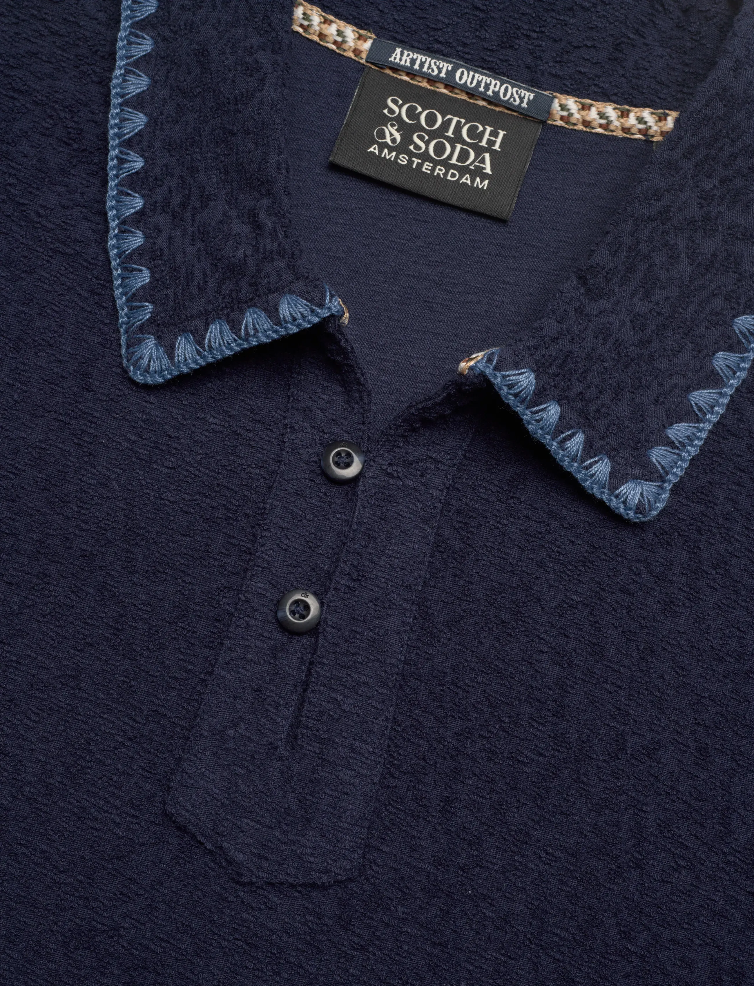 Scotch & Soda - Relaxedfit Jacquard Towelling Polo - kortärmade pikéer - pageant blue - 5