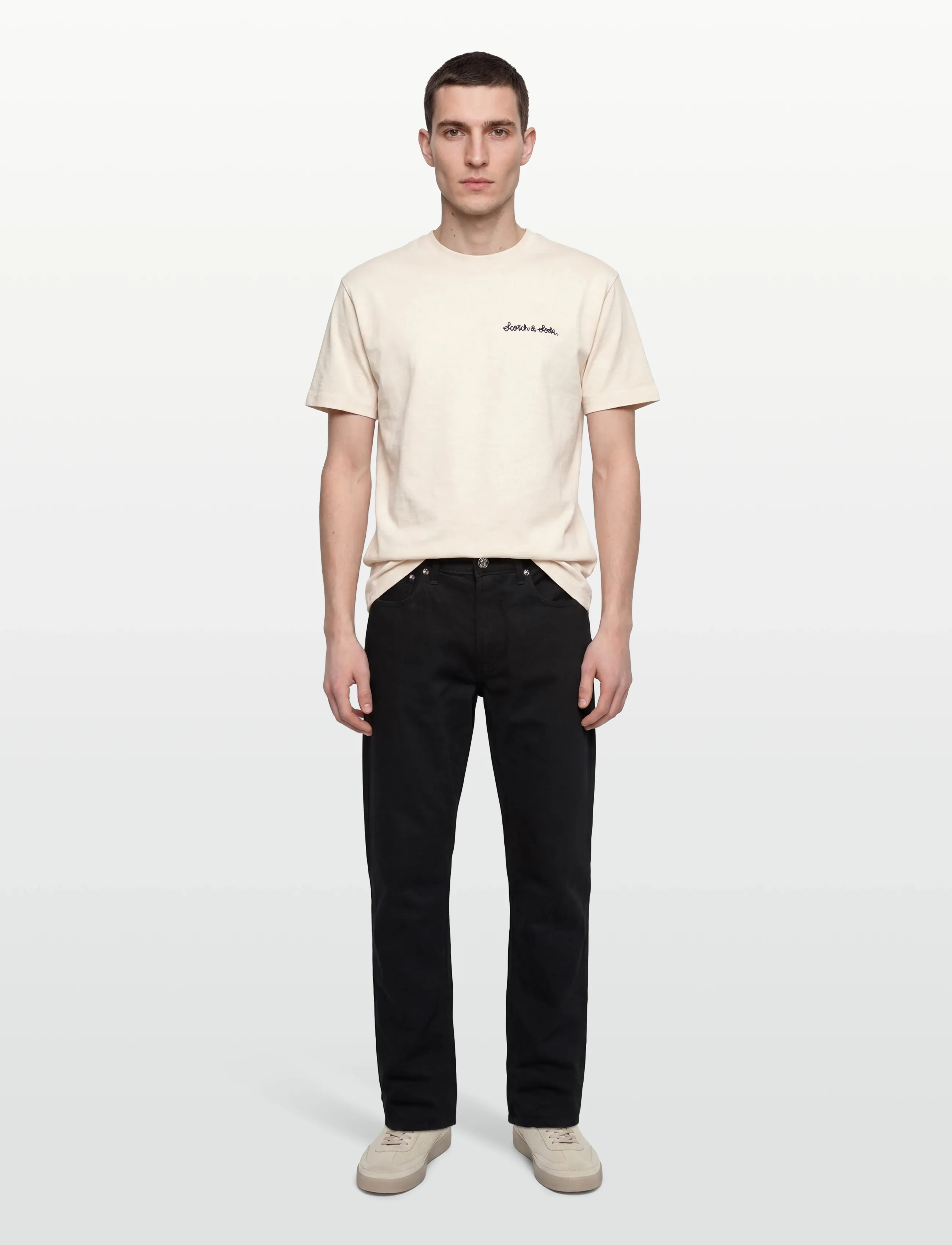 Scotch & Soda Slubyarn Chest Pocket Artwork Relaxedfit Tshirt, S, Cream, T-Shirts > Kortærmede, Herre