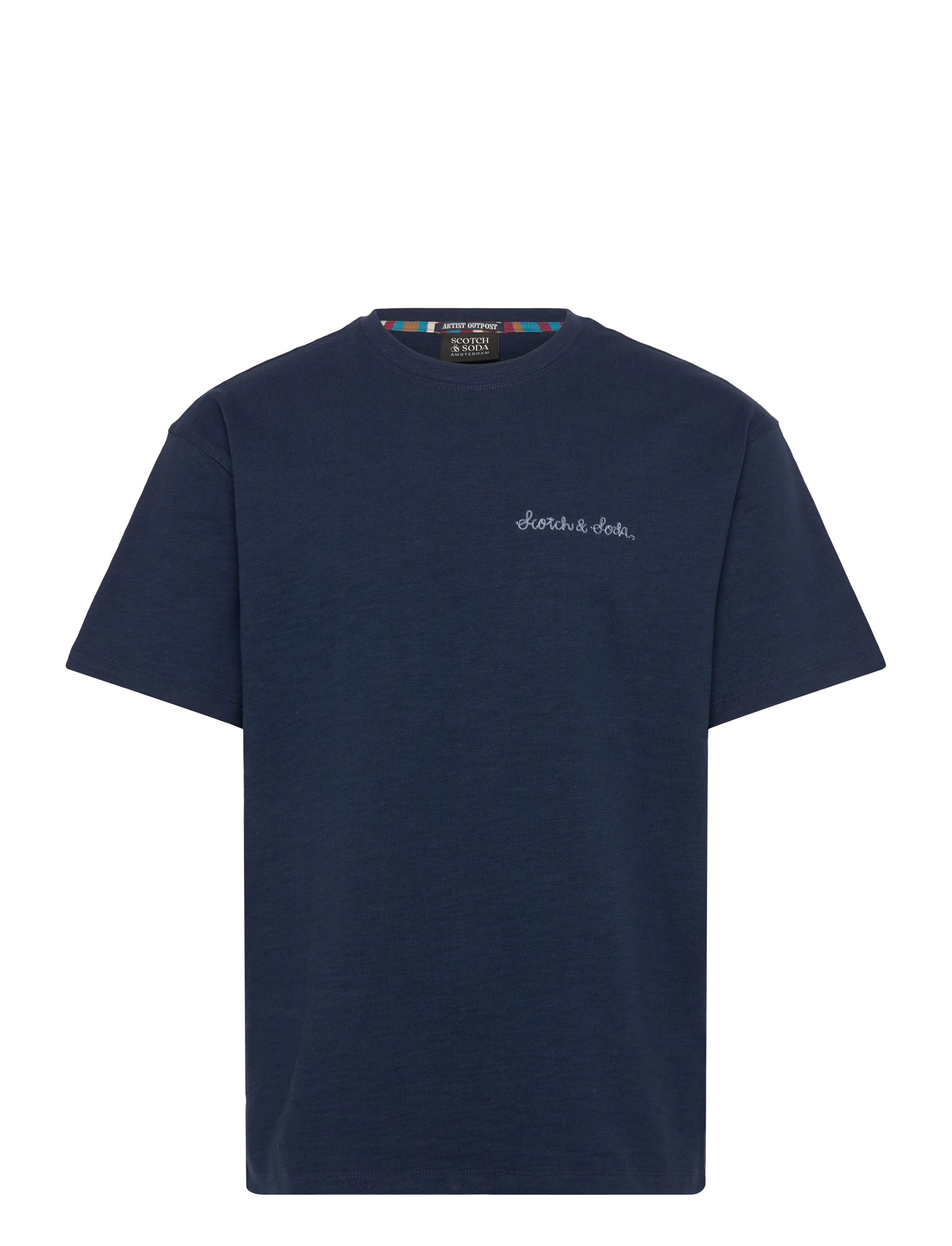 Scotch & Soda Slubyarn Chest Pocket Artwork Relaxedfit Tshirt - Scotch & Soda - PAGEANT BLUE / navy