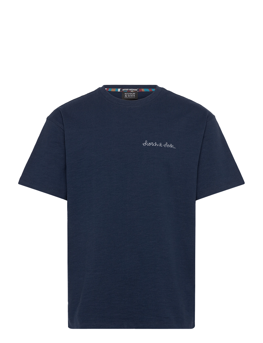 Scotch & Soda - Slubyarn Chest Pocket Artwork Relaxedfit Tshirt - short-sleeved t-shirts - pageant blue - 1