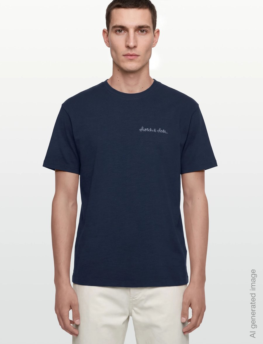 Scotch & Soda - Slubyarn Chest Pocket Artwork Relaxedfit Tshirt - short-sleeved t-shirts - pageant blue - 3