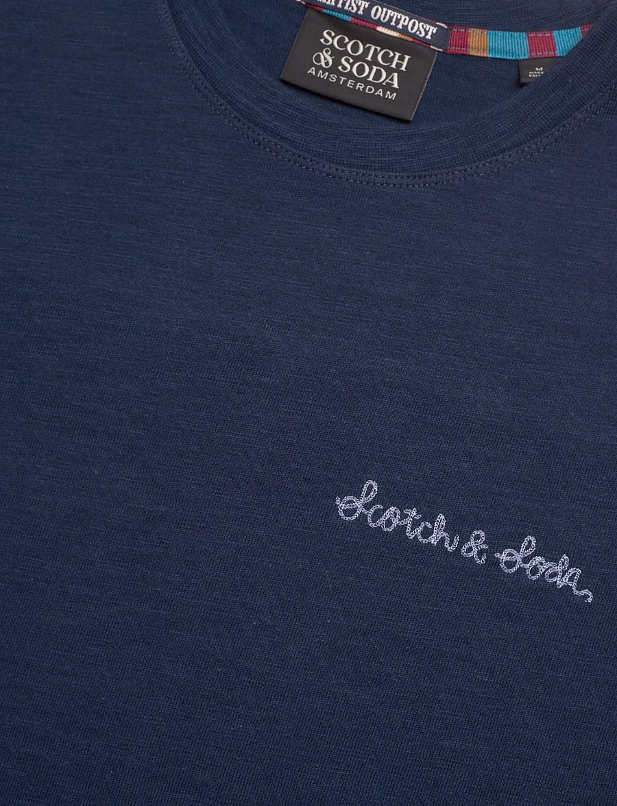Scotch & Soda - Slubyarn Chest Pocket Artwork Relaxedfit Tshirt - short-sleeved t-shirts - pageant blue - 5