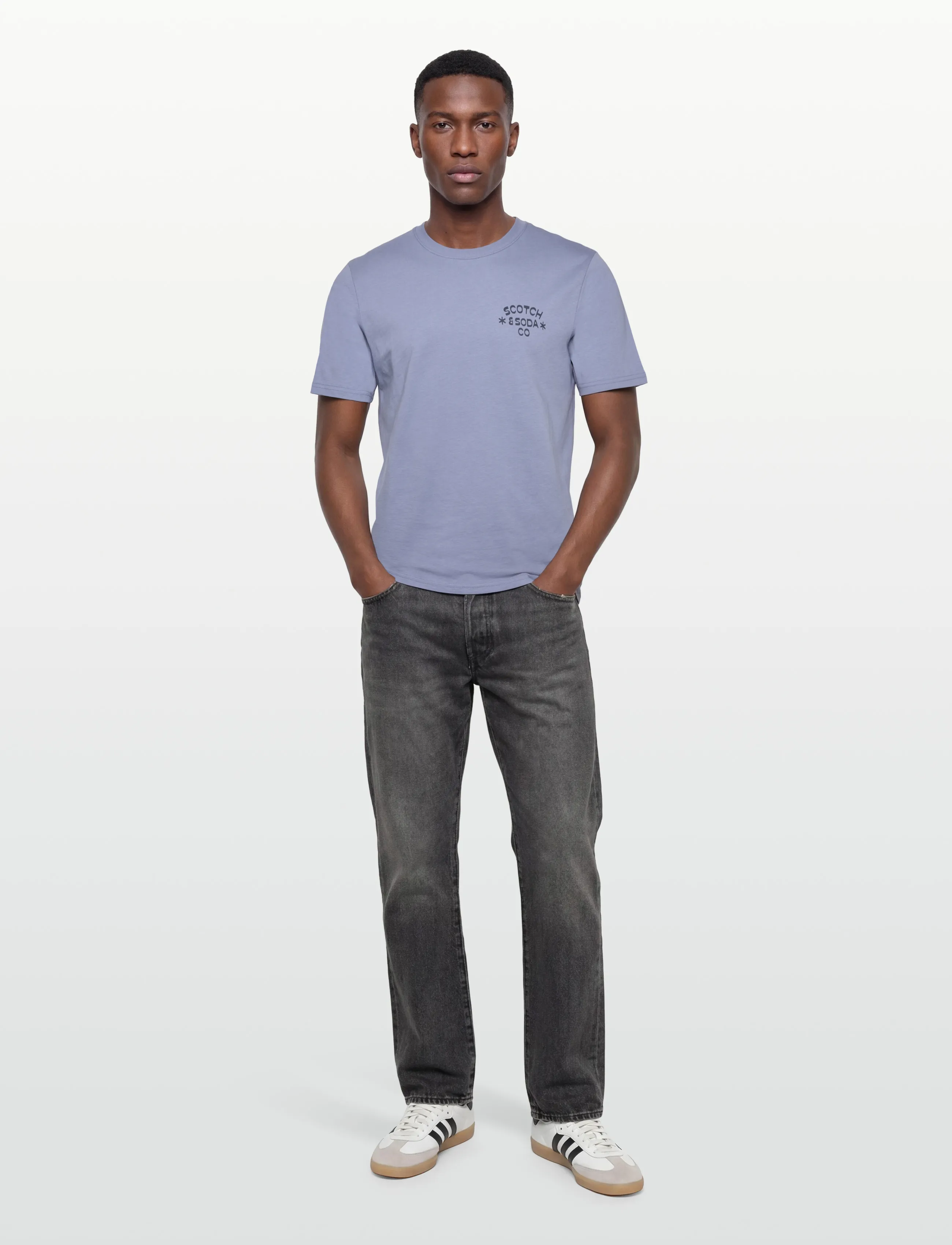 Scotch & Soda Left Chest Artwork Regularfit Tshirt, L, Blue, T-Shirts > Kortærmede, Herre