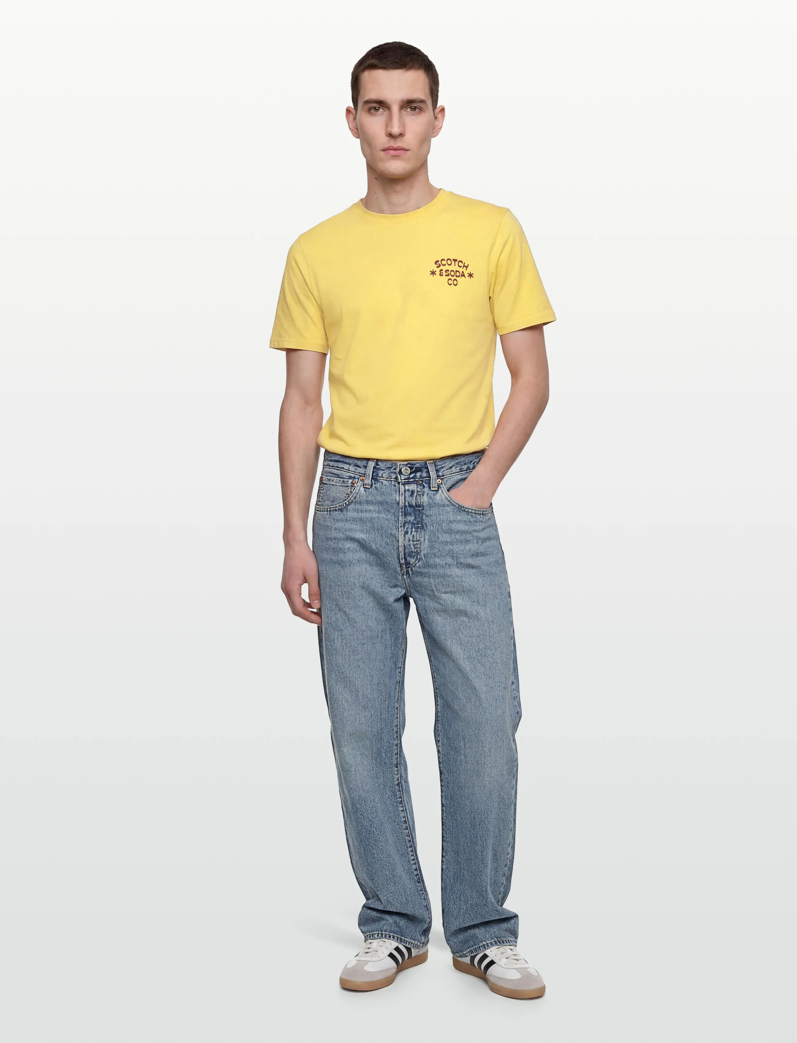 Scotch & Soda Left Chest Artwork Regularfit Tshirt, M, Yellow, T-Shirts > Kortærmede, Herre