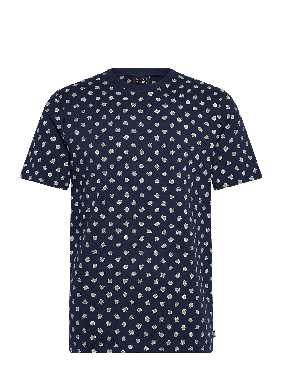 Scotch & Soda - Microprinted Regularfit Tshirt - lühikeste varrukatega t-särgid - foulard dress blues - 1