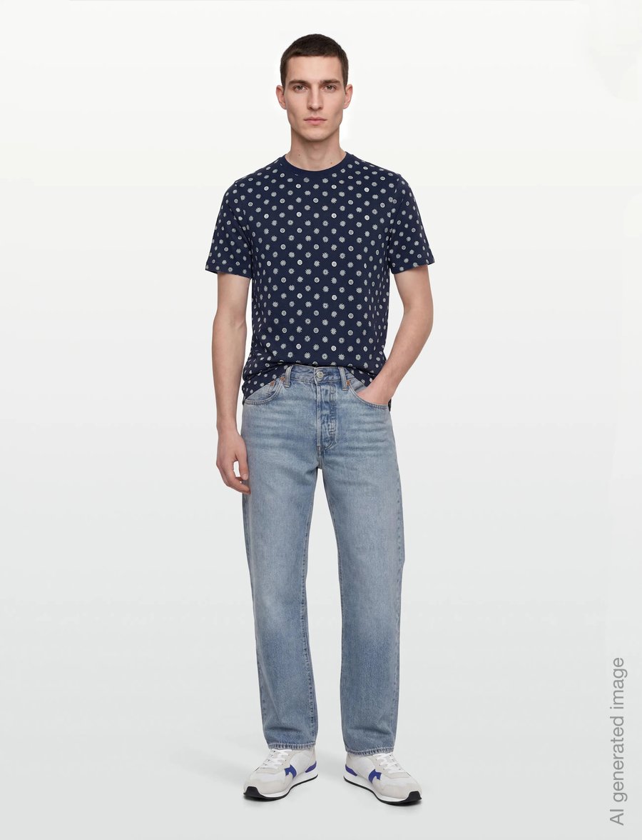 Scotch & Soda - Microprinted Regularfit Tshirt - lühikeste varrukatega t-särgid - foulard dress blues - 0