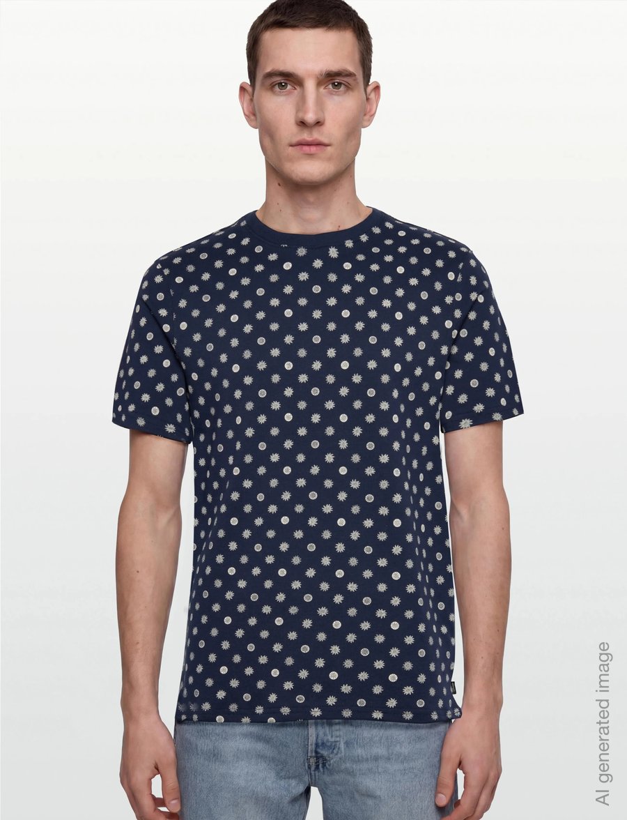 Scotch & Soda - Microprinted Regularfit Tshirt - lühikeste varrukatega t-särgid - foulard dress blues - 3