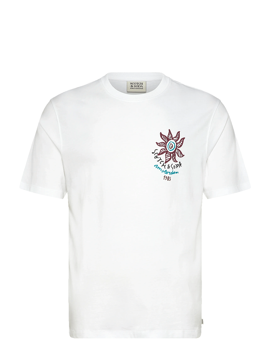 Scotch & Soda - Front And Back Artwork Regularfit Tshirt - kortärmade t-shirts - bright white - 1