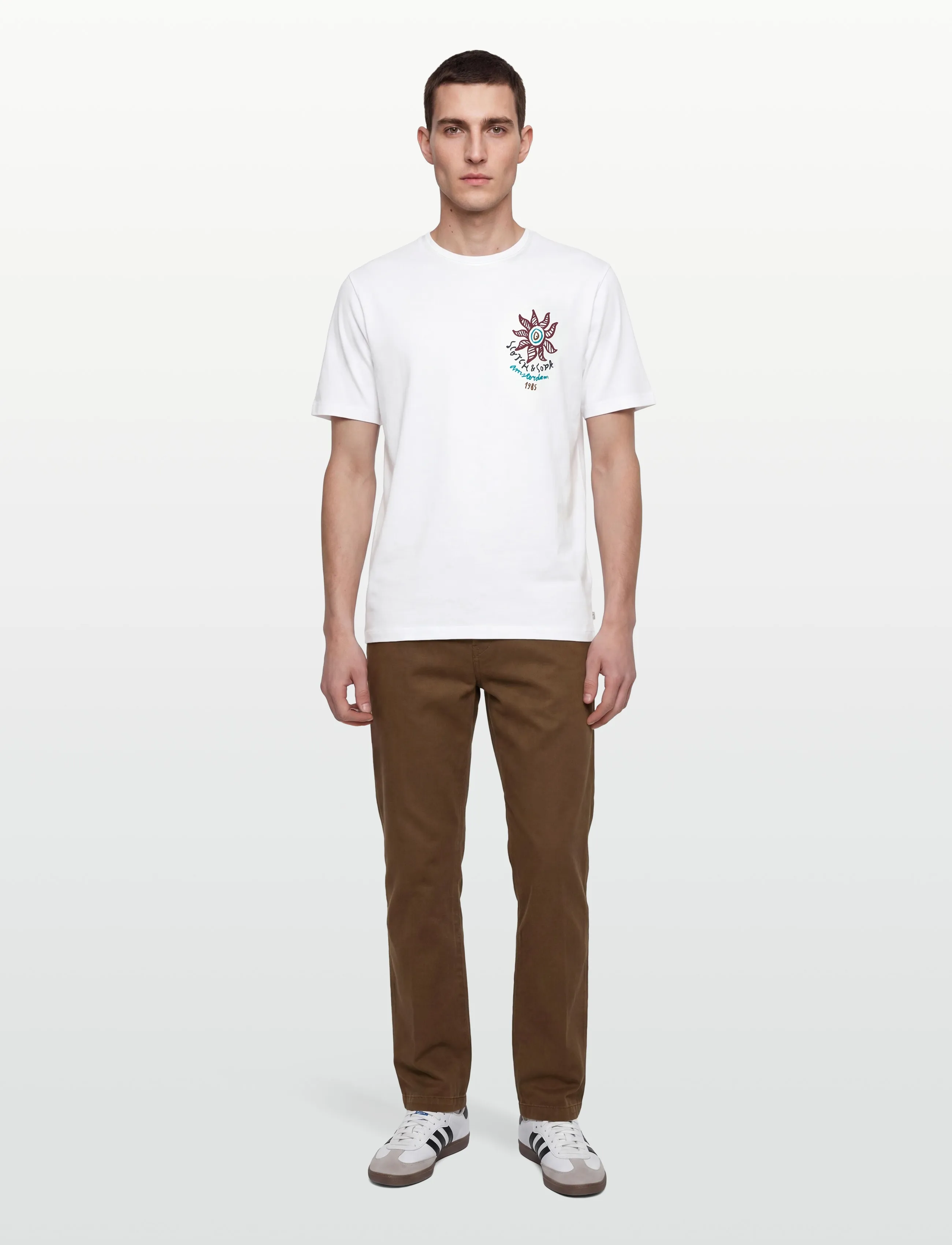 Scotch & Soda Front And Back Artwork Regularfit Tshirt, M, White, T-Shirts > Kortærmede, Herre
